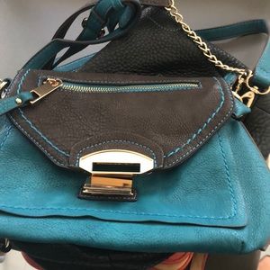 Urban expressions brown and blue leather crossbody